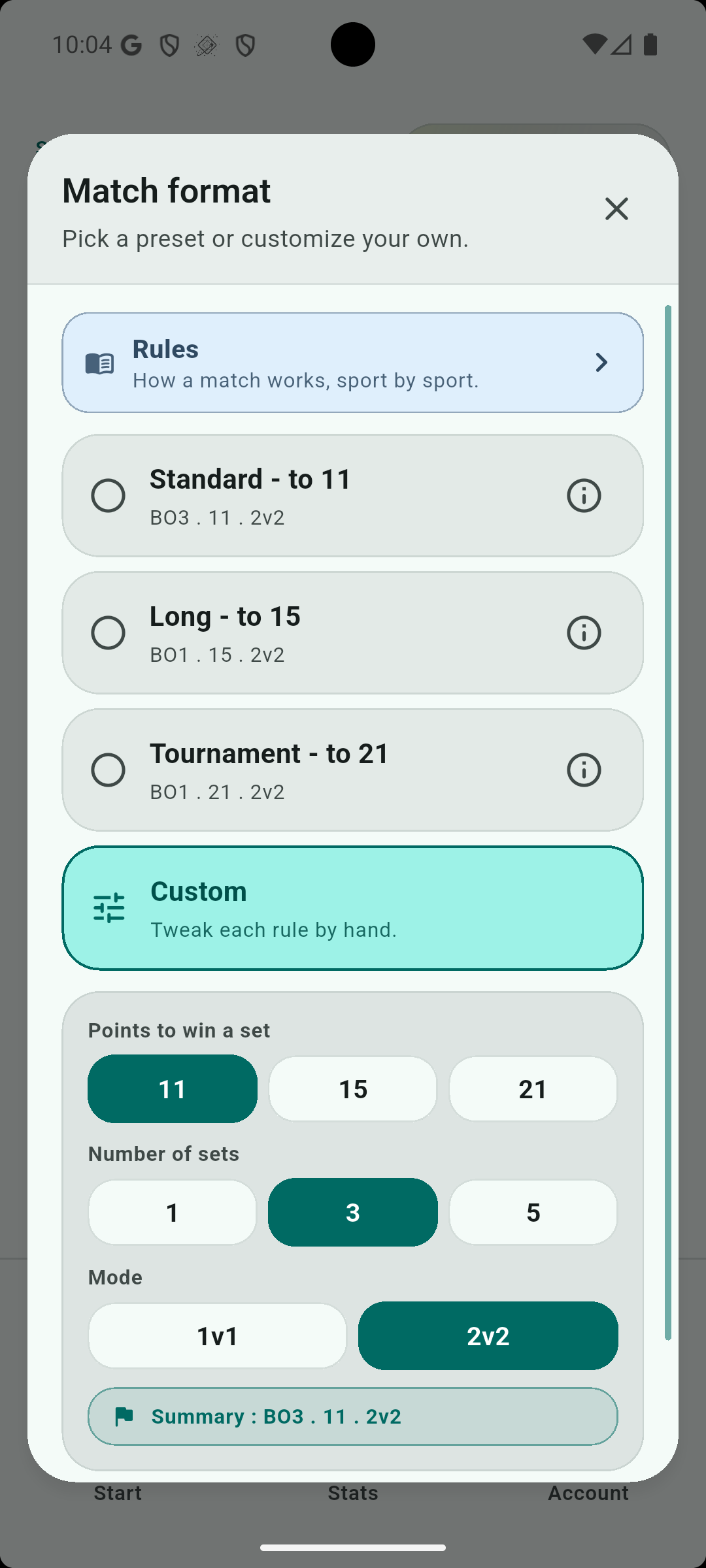 Match format