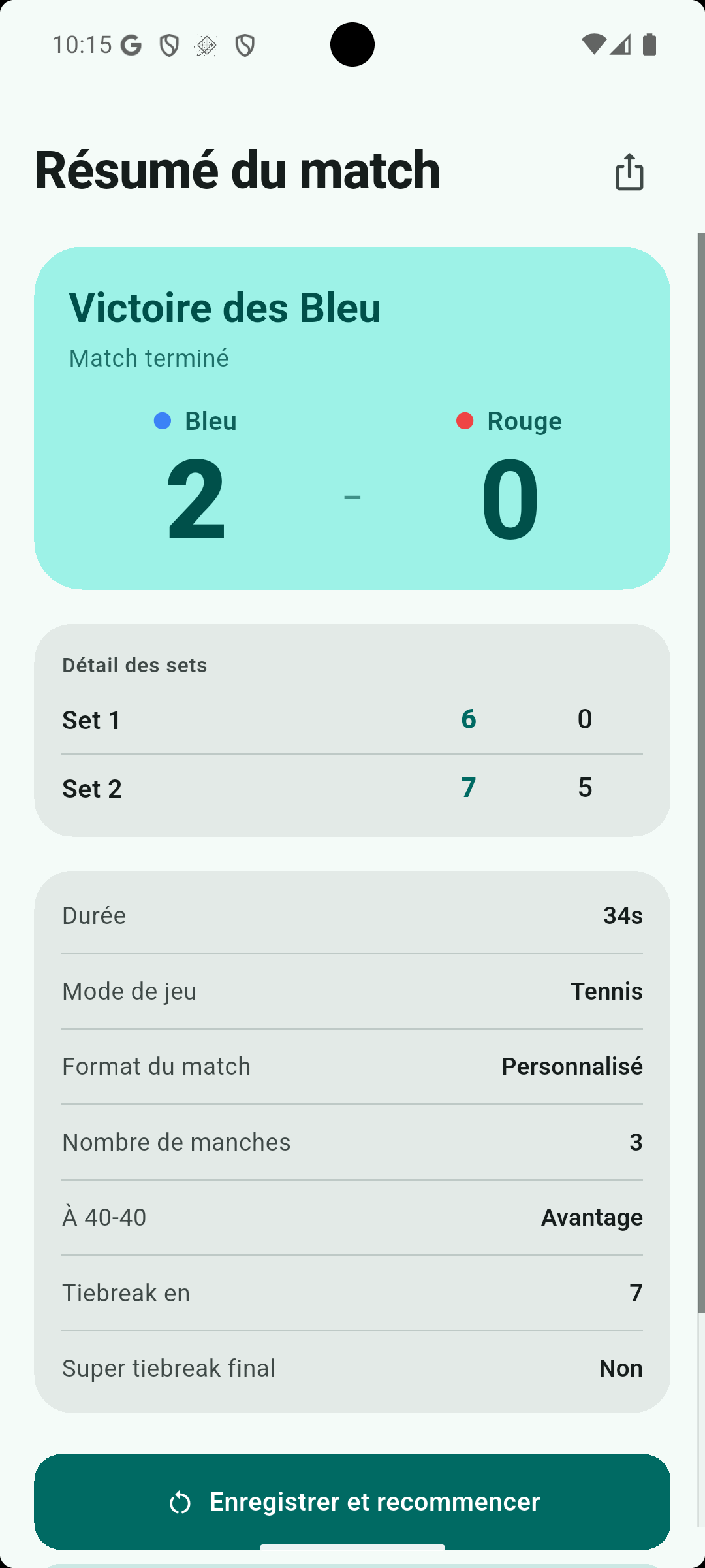 Résumé de fin de match