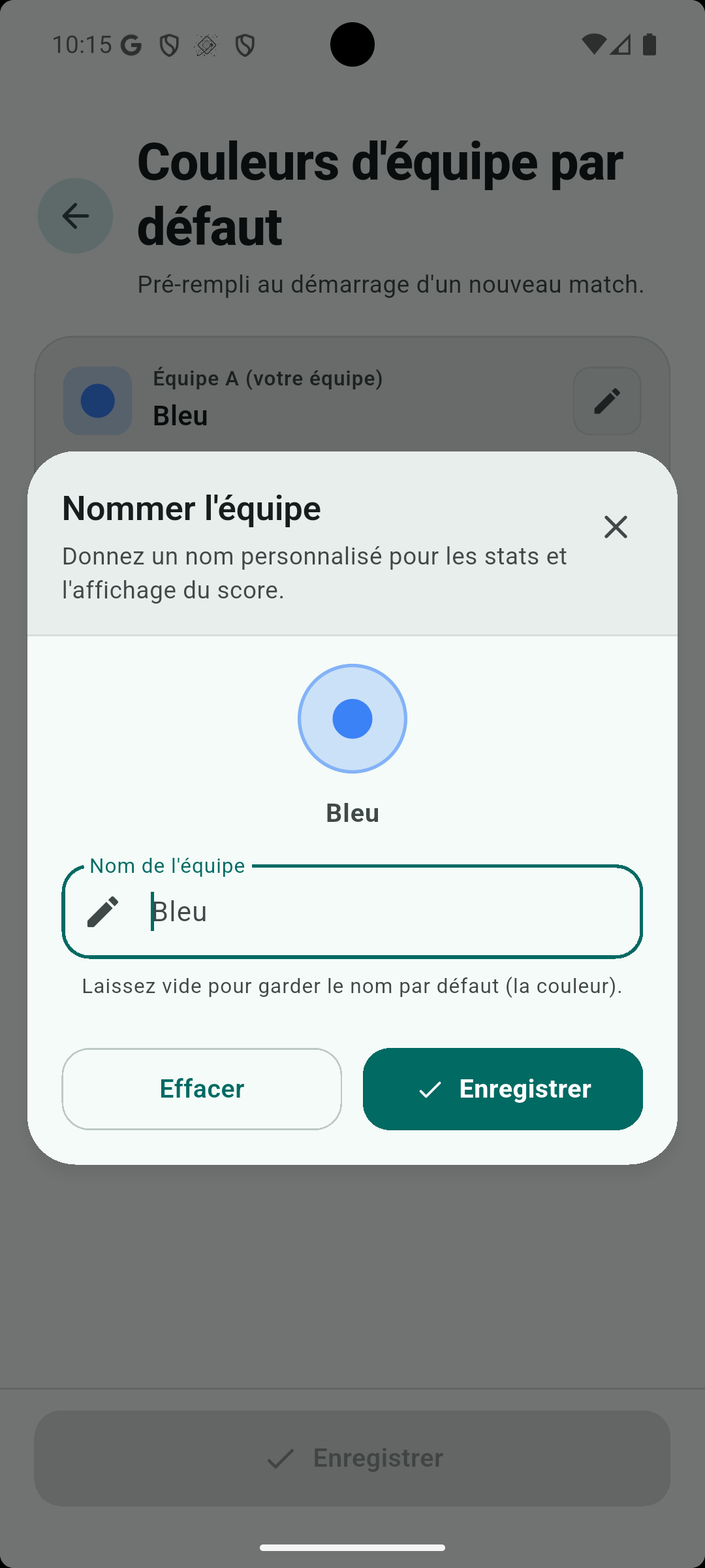 Équipes & couleurs