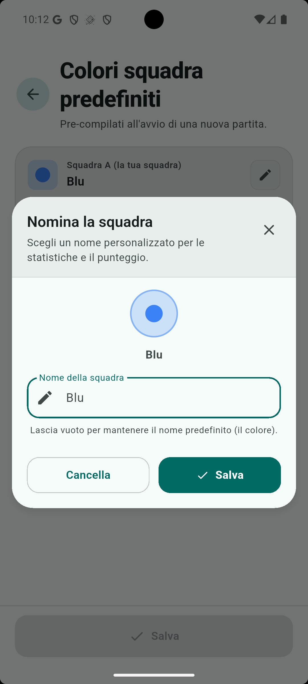 Squadre e colori