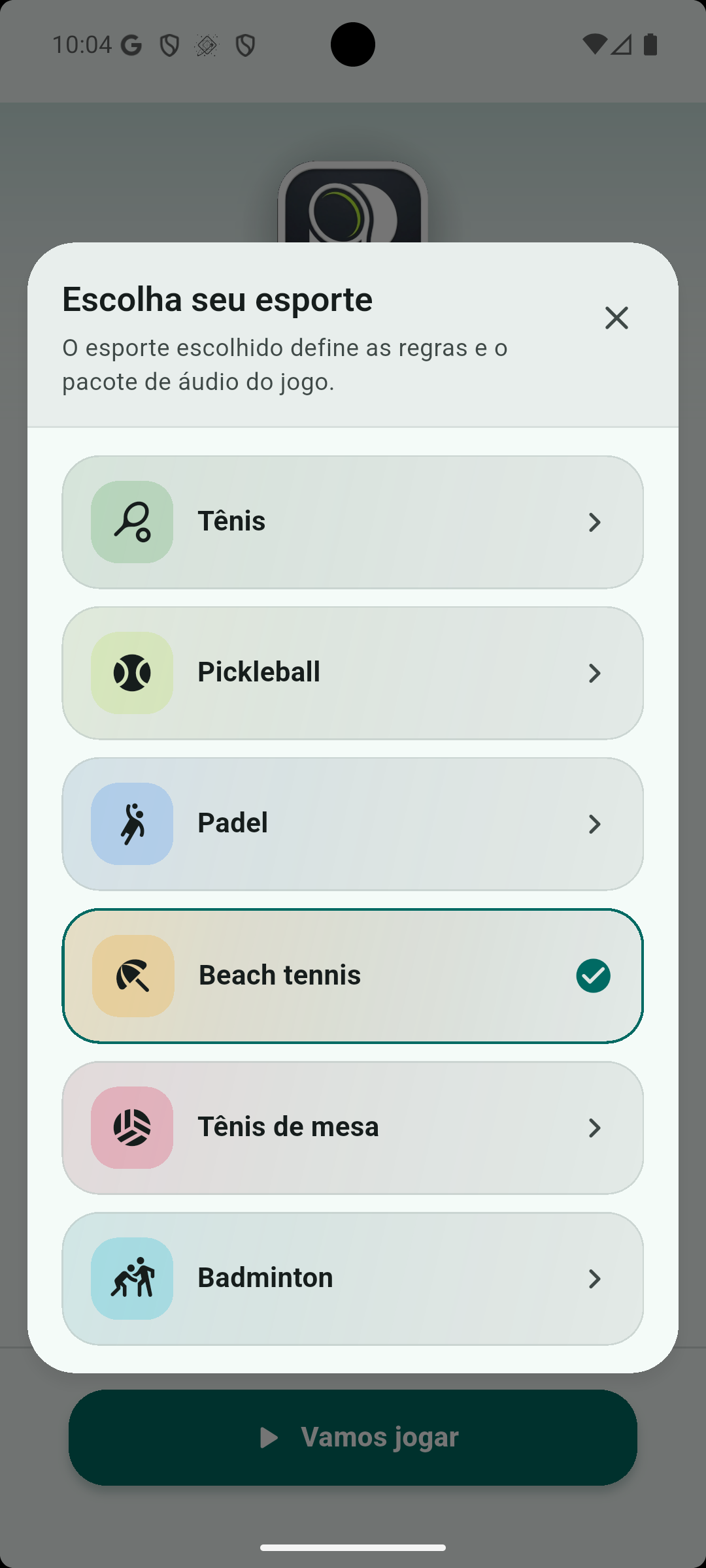 Escolha o desporto
