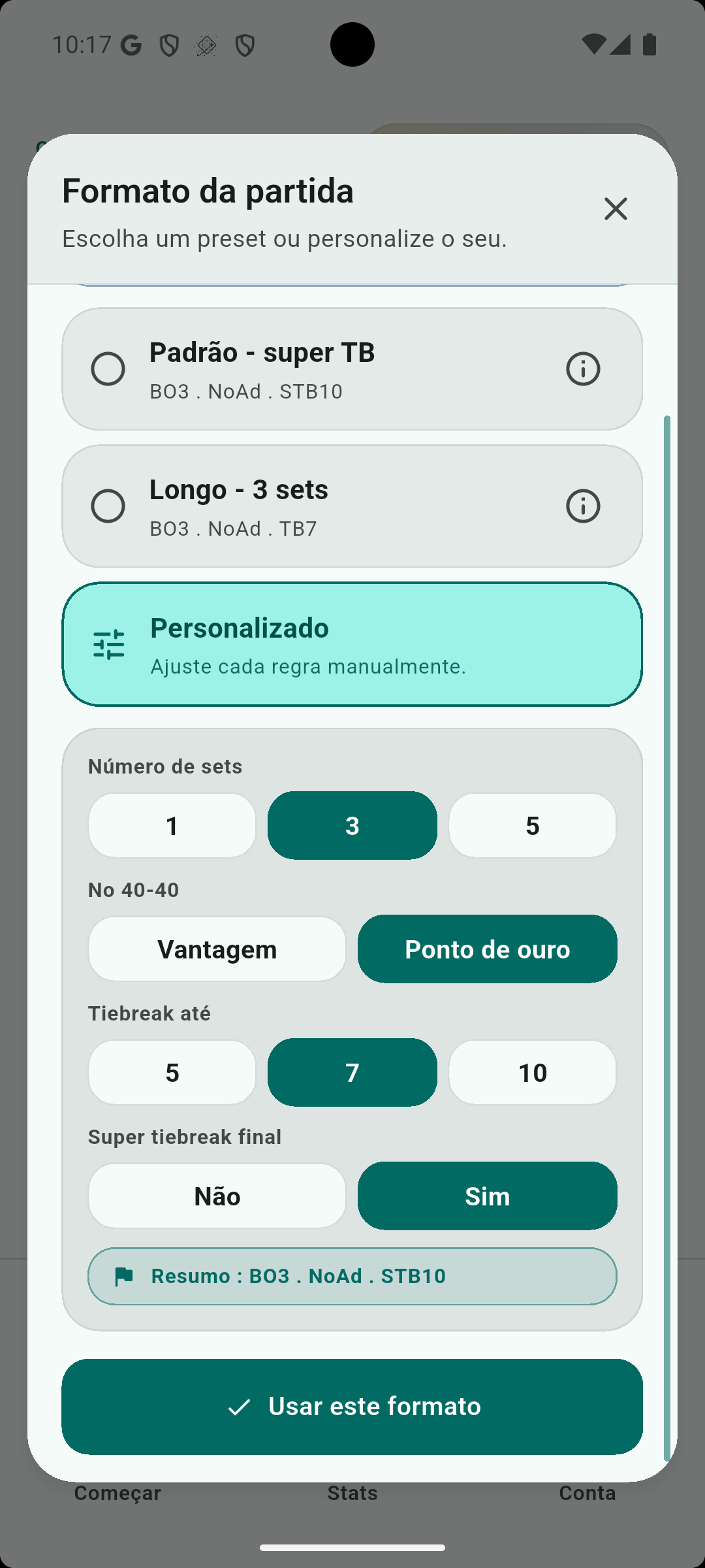 Formato do jogo